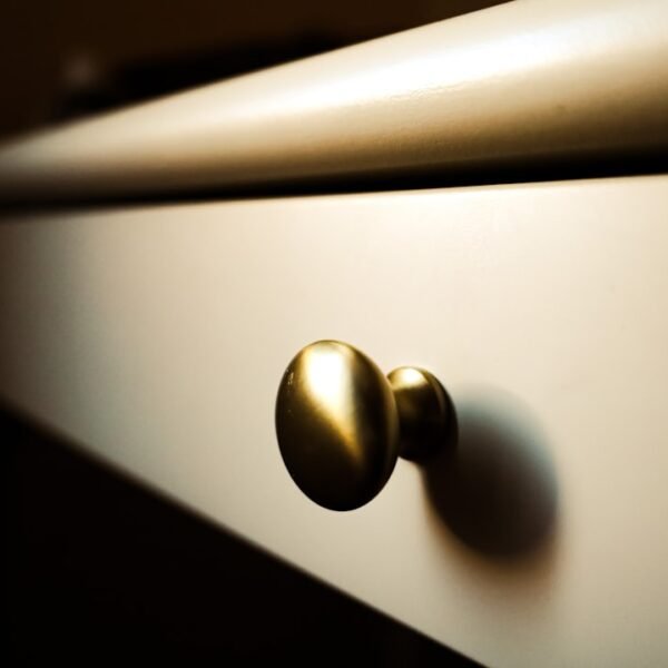Close-up of premium cabinet door knob hardware