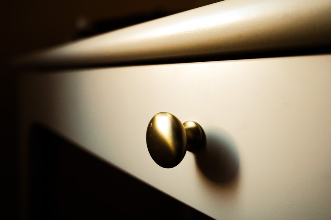 Close-up of premium cabinet door knob hardware