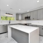 Minimalist modern flat panel kitchen cabinets in white